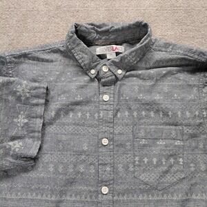 Silver Lake Mens Gray Short Sleeve Button Up Collared Shirt Aztec Western Size M
